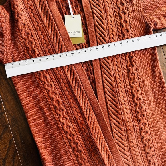NEW Nili Lotan x Target size XL Sweater Rusty Orange Brown Cabled Cardigan - Picture 9 of 10